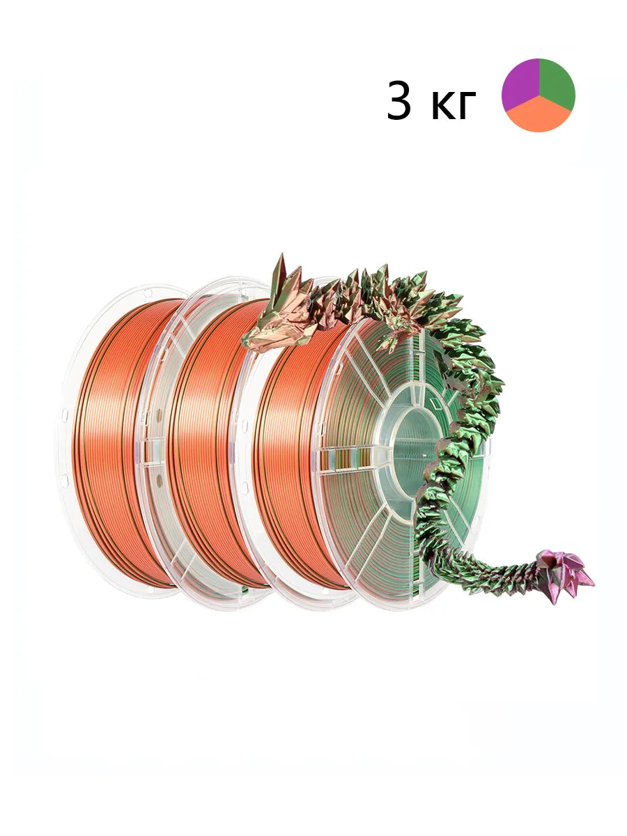 Nexaforge 3D Filament Tri-Color Silk PLA - Tri-Color 1.75mm 3kg